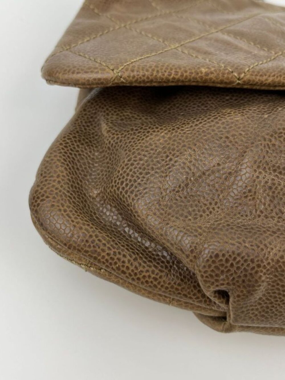 ★SOLD★ Chanel CC Logo Quilted Chain Shoulder Bag Brown Caviar Leather Vintage - Picture 9 of 16